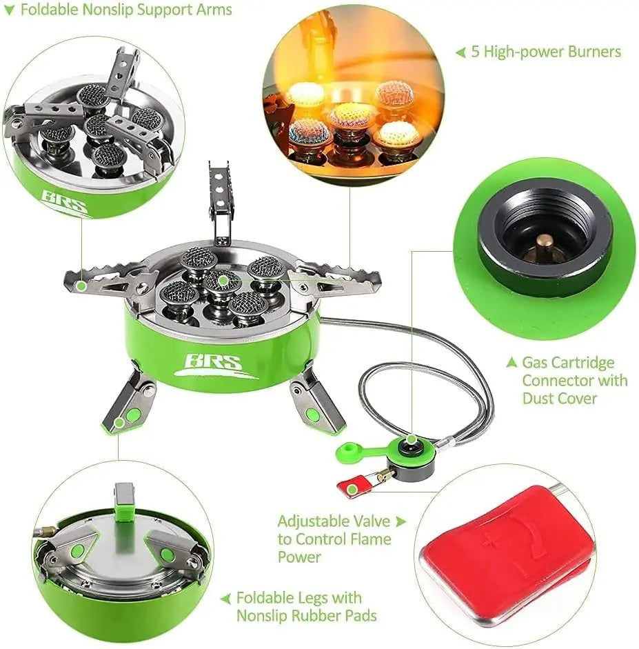 7KW Portable Camping Stove - Windproof Propane Butane Burner for Outdoor Hiking, Picnicking, and Emergency Kitchen Use