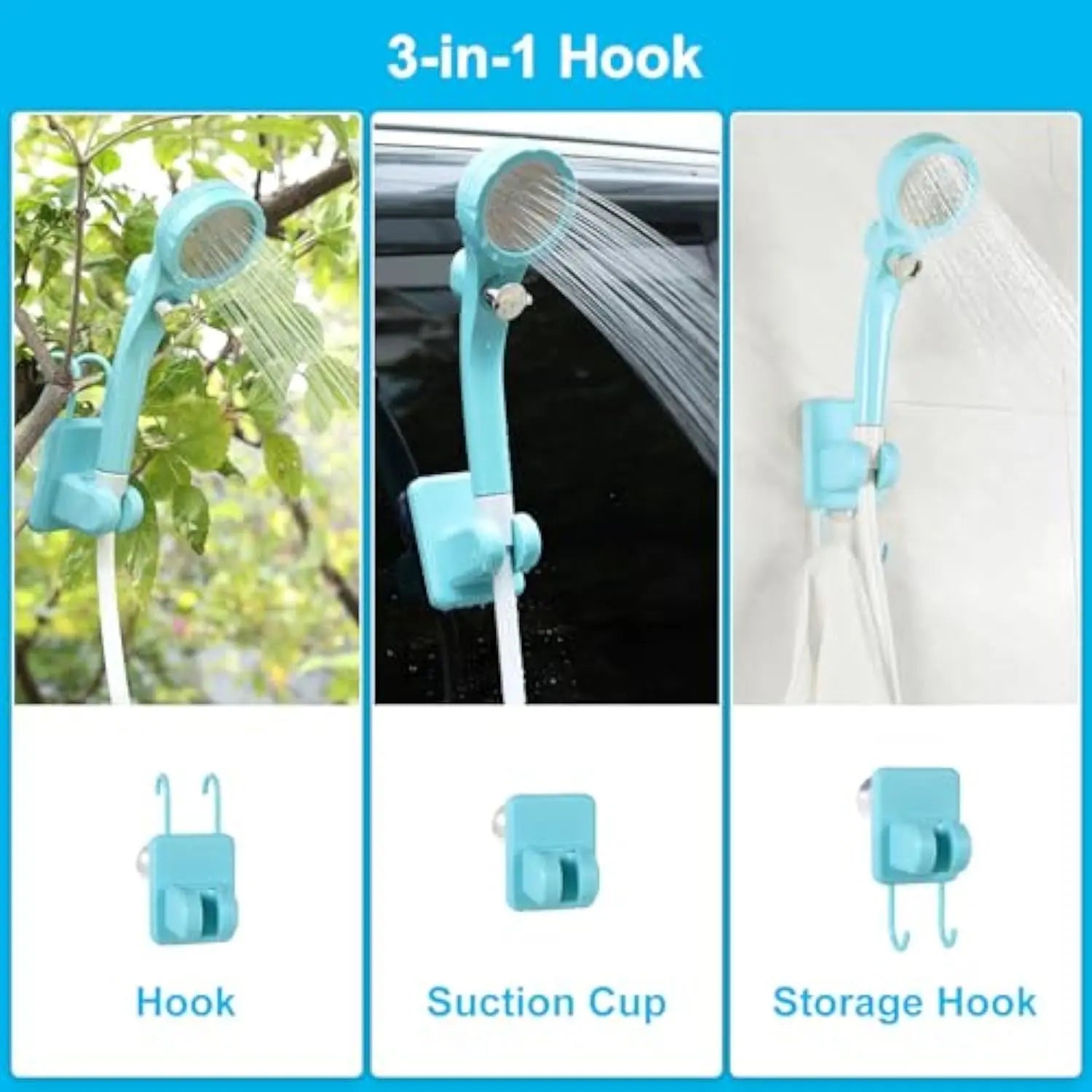 WADEO Portable Electric Shower for Camping - Rechargeable Pump with 20L Collapsible Bucket and Shower Head Nozzle for Outdoor Activities