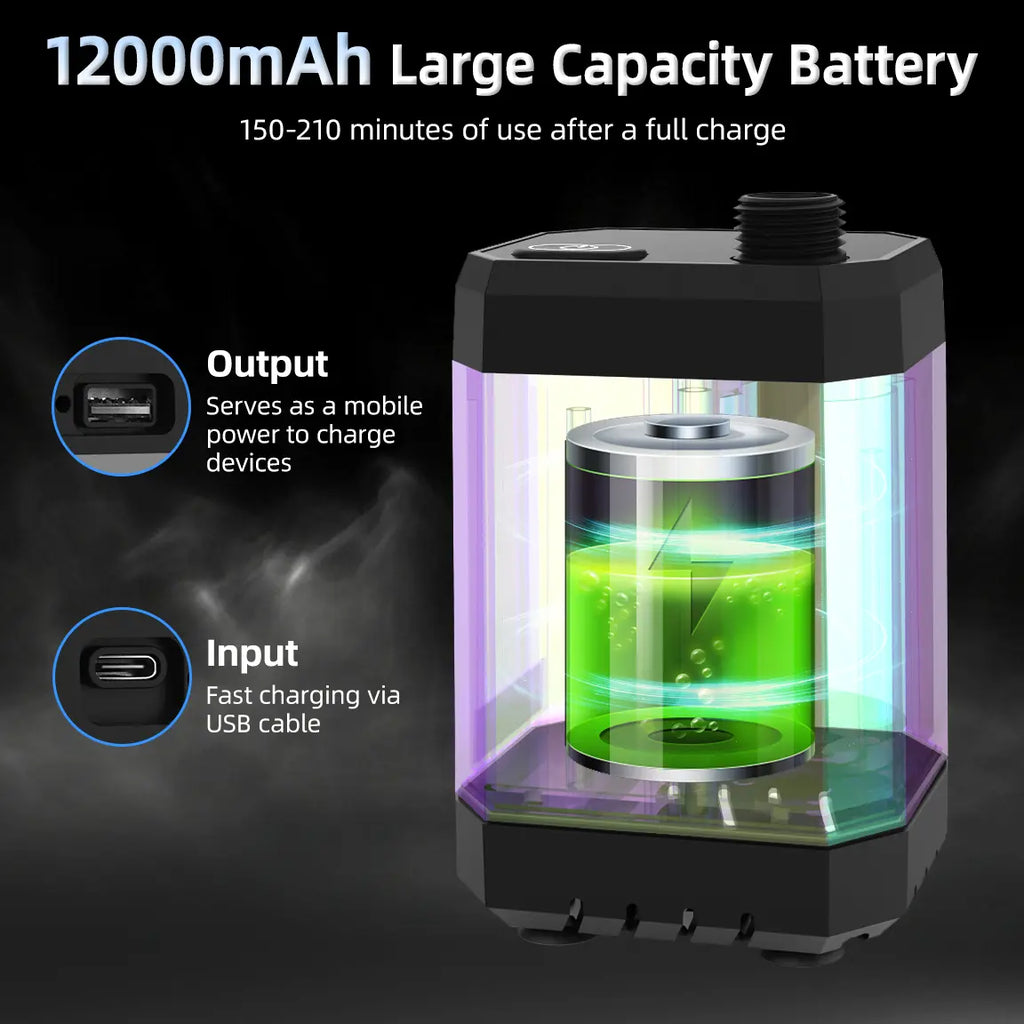 Portable Electric Shower with 12000mAh Battery - Ideal for Camping, Hiking, Pet Cleaning, and Car Washing - Essential Travel Accessory and Camping Gear