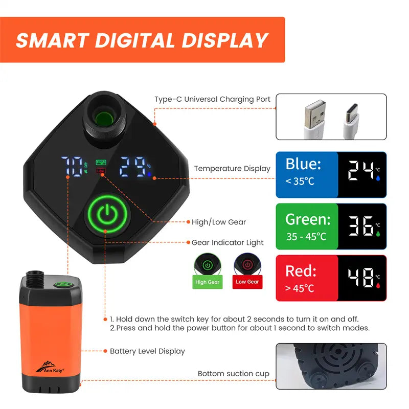 Portable Electric Shower for Camping - 6000mAh Rechargeable Pump with Intelligent Digital Display for Hiking, Travel, and Outdoor Washing