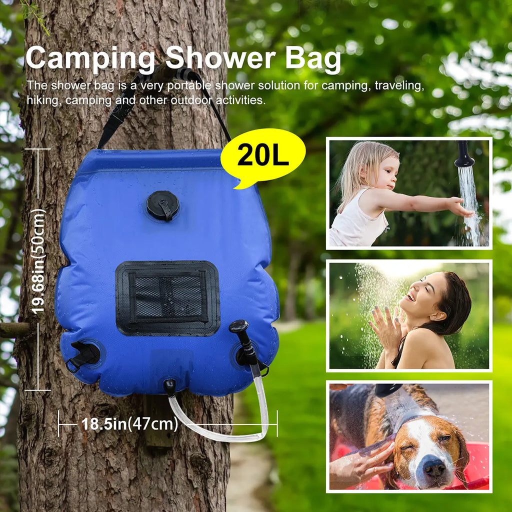 Ann Katy Portable Privacy Tent and Shower Kit - 2-Piece Set with 5 Gallon Solar Shower Bag, Waterproof Instant Canopy for Camping, Hiking, and Fishing