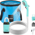 WADEO Portable Electric Shower for Camping - Rechargeable Pump with 20L Collapsible Bucket and Shower Head Nozzle for Outdoor Activities