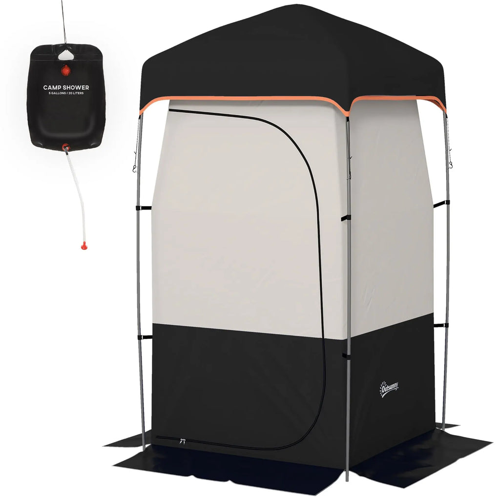 Large Instant Pop-Up Shower Tent with Mesh Floor and Carrying Bag - Privacy Changing Room for Toileting, Camping, and Dressing - Lightweight, Sturdy, and Easy to Set Up (Black)
