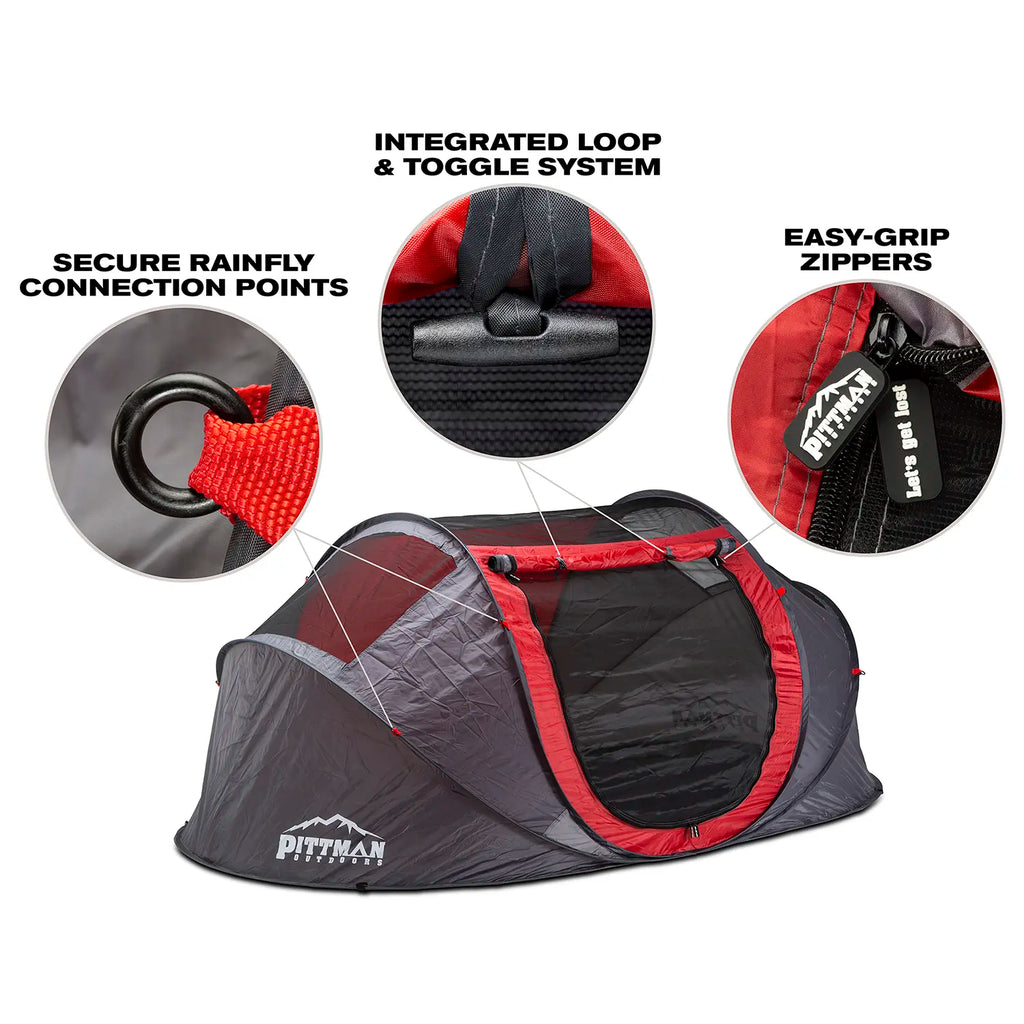 Instant Setup Pop-Up Camping Tent for 2 or 4 Persons