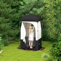 Large Instant Pop-Up Shower Tent with Mesh Floor and Carrying Bag - Privacy Changing Room for Toileting, Camping, and Dressing - Lightweight, Sturdy, and Easy to Set Up (Black)