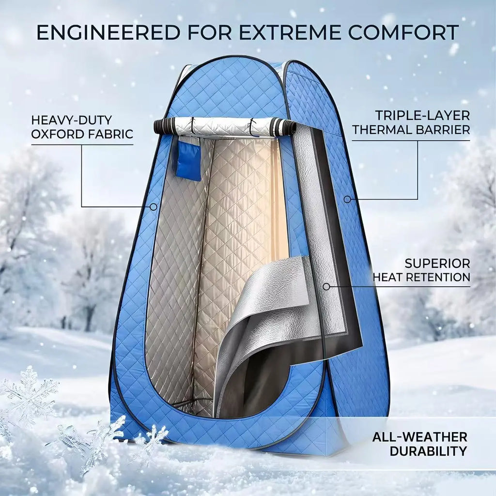 Insulated Pop-Up Ice Fishing Tent – Durable 3-Layer Oxford Cloth Winter Shelter – Instant Setup Portable Tent for Ice Fishing, Camping, and Winter Activities