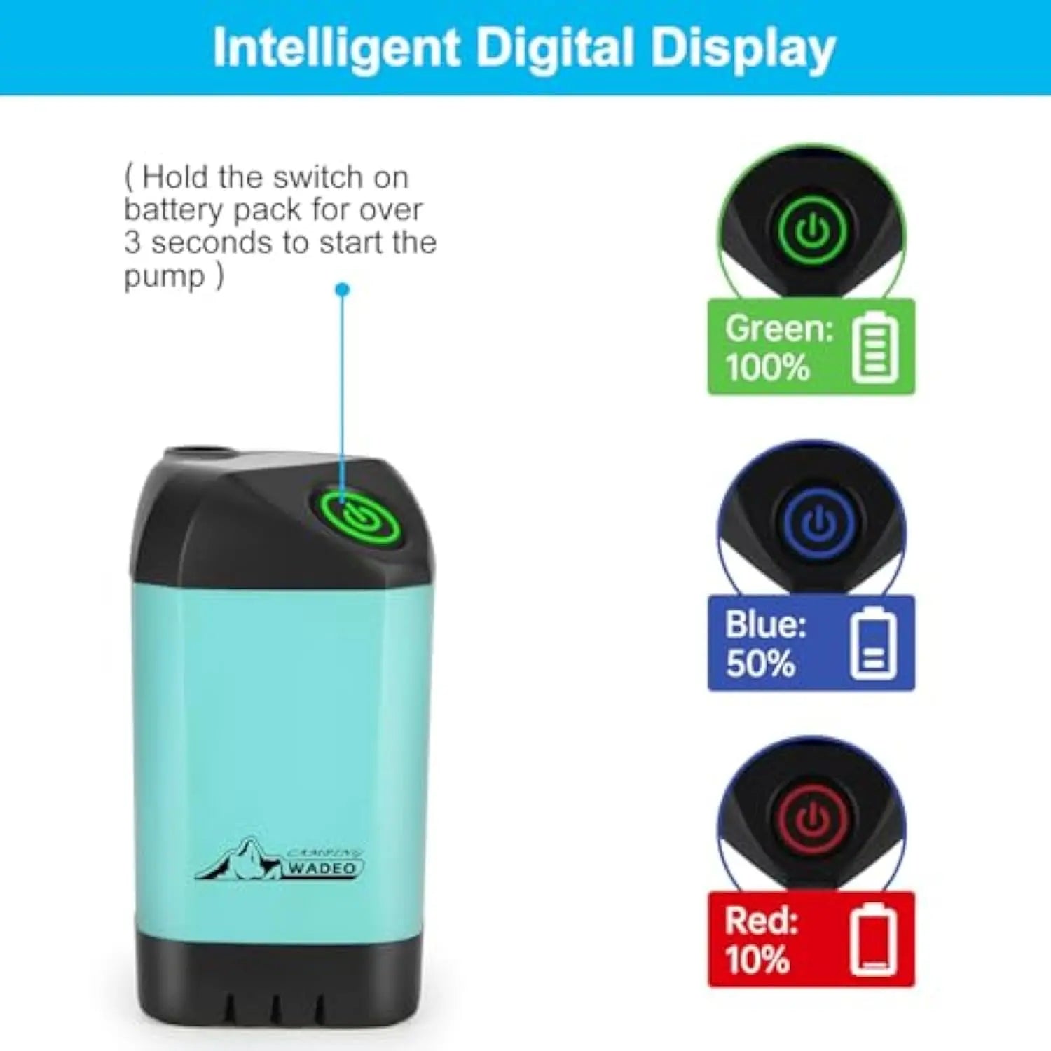 WADEO Portable Electric Shower for Camping - Rechargeable Pump with 20L Collapsible Bucket and Shower Head Nozzle for Outdoor Activities