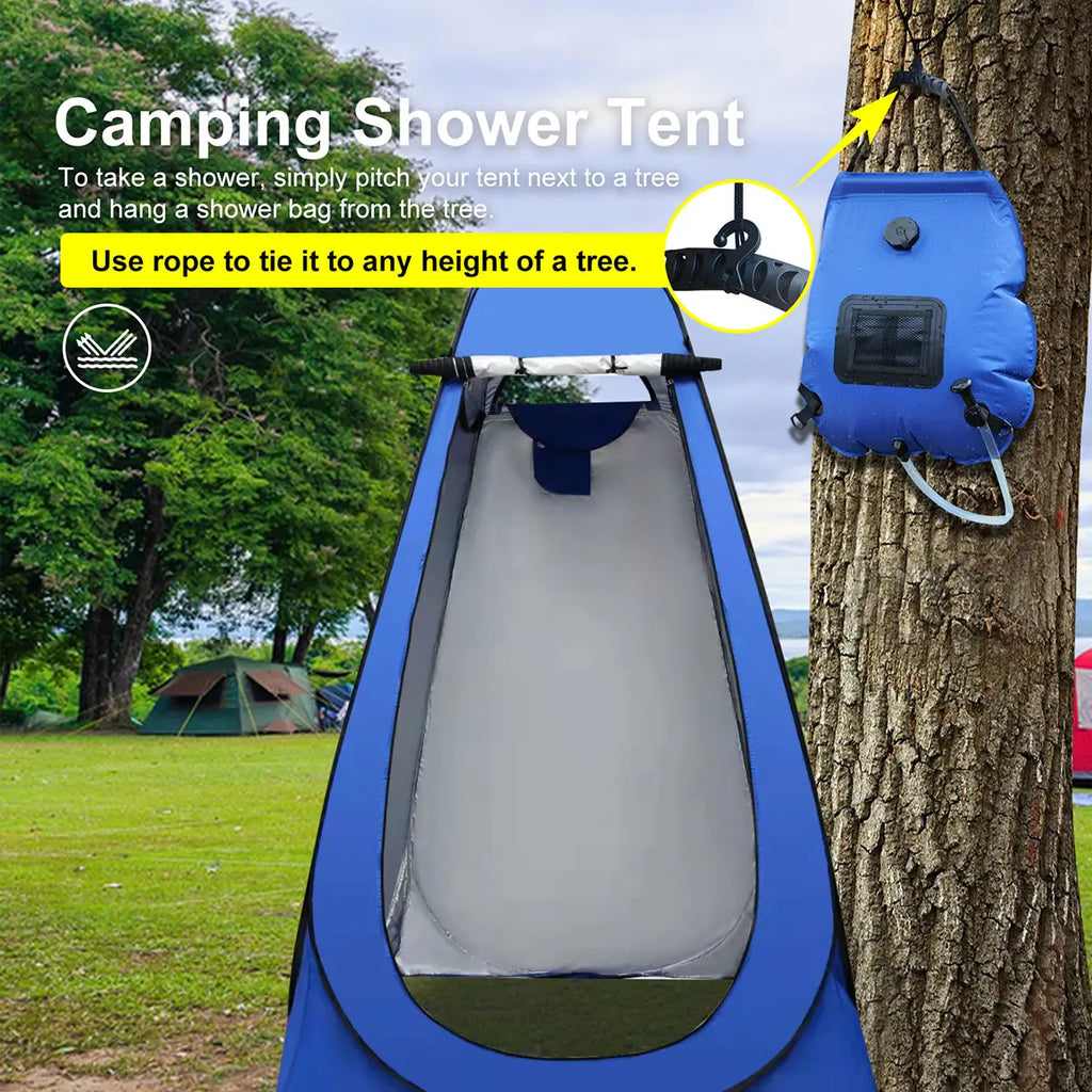 Ann Katy Portable Privacy Tent and Shower Kit - 2-Piece Set with 5 Gallon Solar Shower Bag, Waterproof Instant Canopy for Camping, Hiking, and Fishing