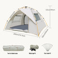 Large Lightweight Pop-Up Camping Tent with Detachable Top Cover - Wind Resistant Hexagonal Canopy Shelter for Outdoor Essentials