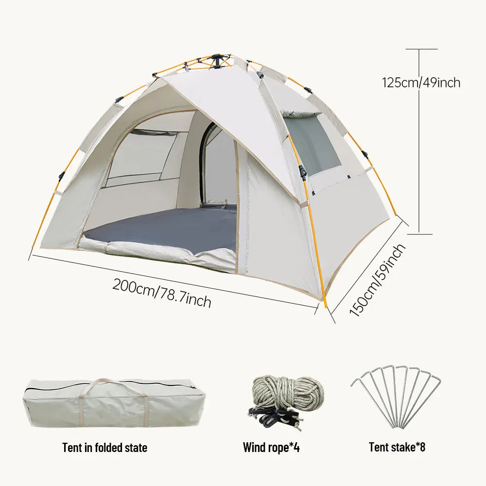Large Lightweight Pop-Up Camping Tent with Detachable Top Cover - Wind Resistant Hexagonal Canopy Shelter for Outdoor Essentials