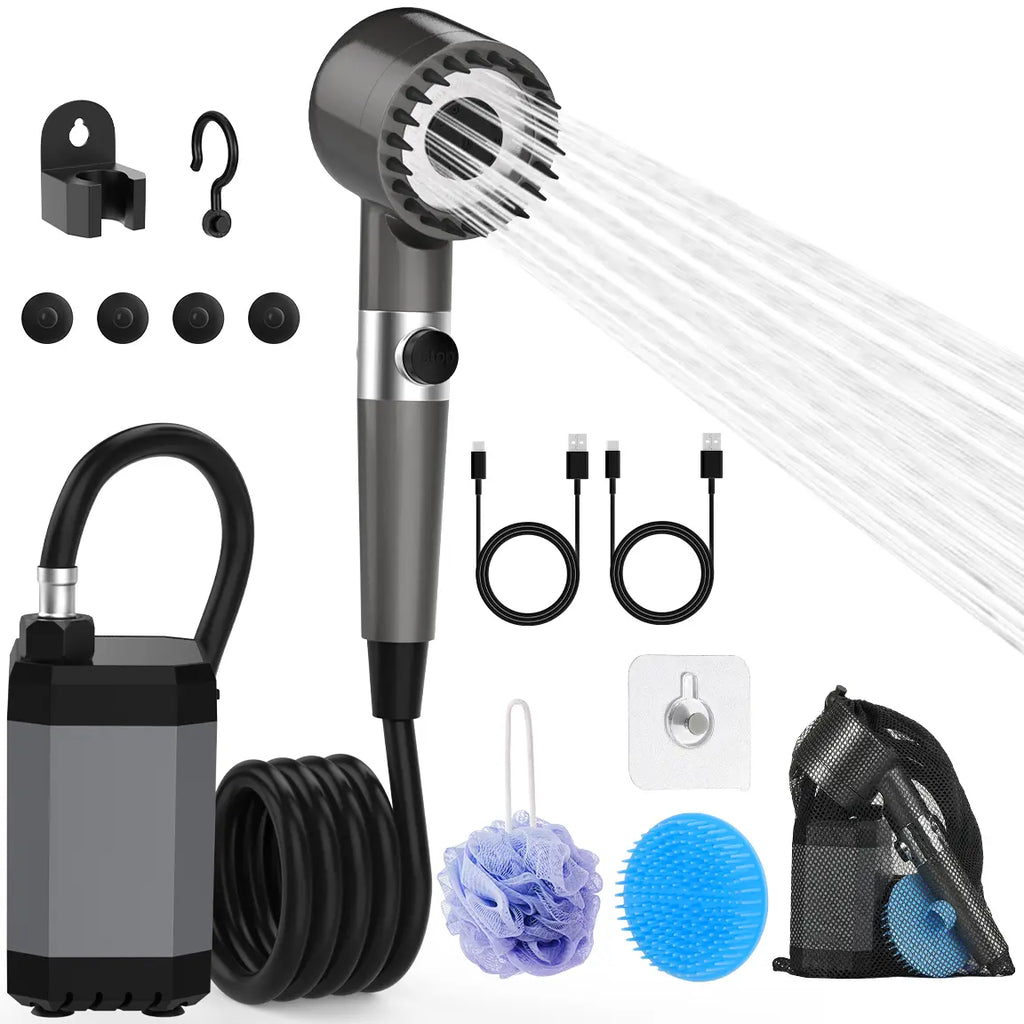Portable Electric Shower with 12000mAh Battery - Ideal for Camping, Hiking, Pet Cleaning, and Car Washing - Essential Travel Accessory and Camping Gear