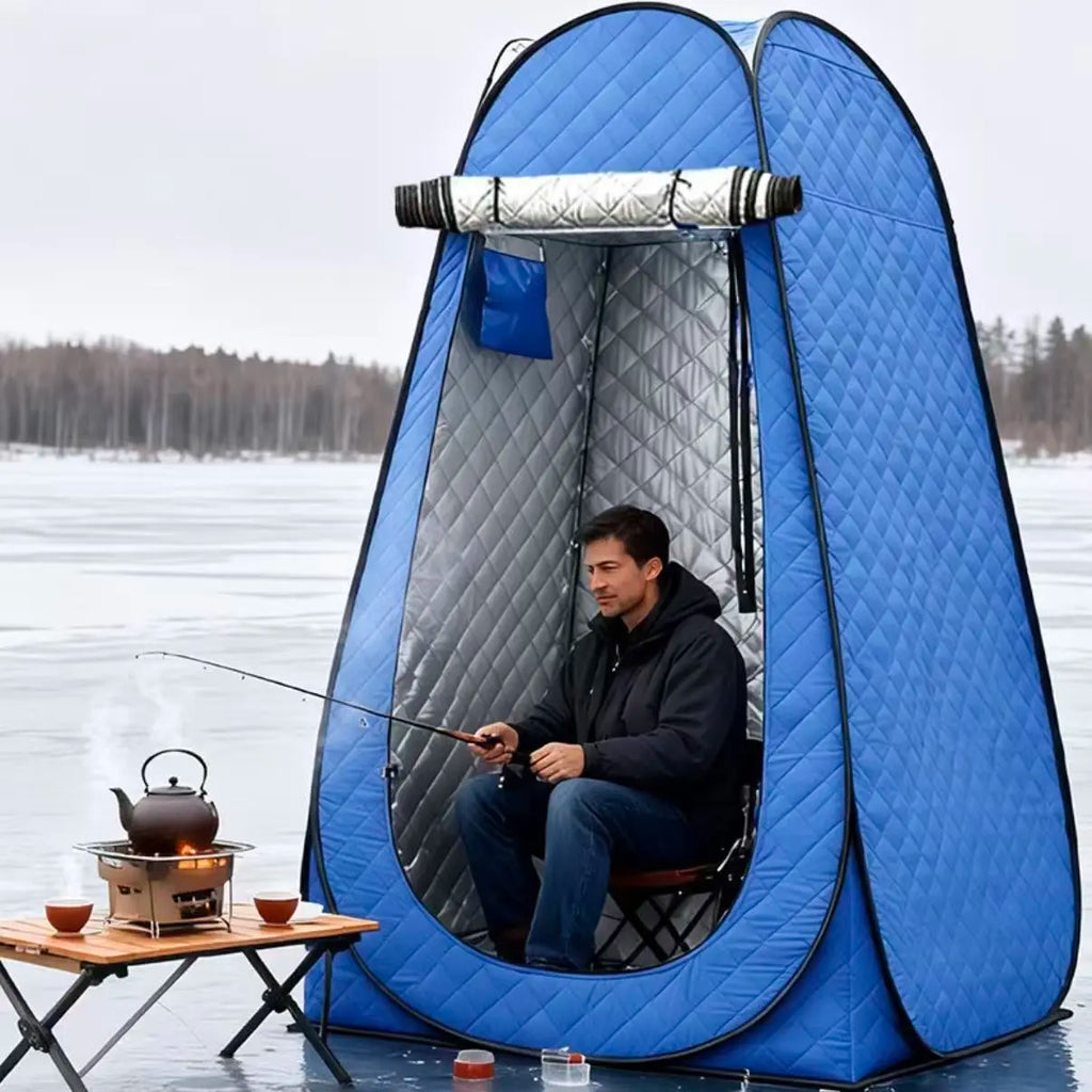 Insulated Pop-Up Ice Fishing Tent – Durable 3-Layer Oxford Cloth Winter Shelter – Instant Setup Portable Tent for Ice Fishing, Camping, and Winter Activities