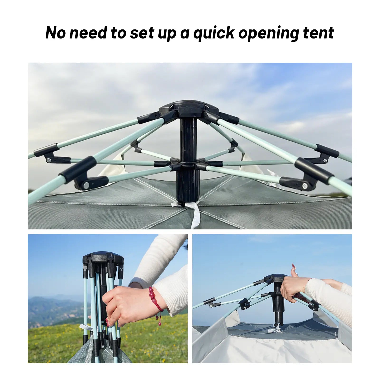 Hexagonal Quick-Open Outdoor Camping Tent with Oxford Fabric UV Protection and Windproof Straps, 6-Sided Mesh Design, Automatic Pop-Up Feature, Portable and Foldable Camping Set for Picnics and Outdoor Adventures