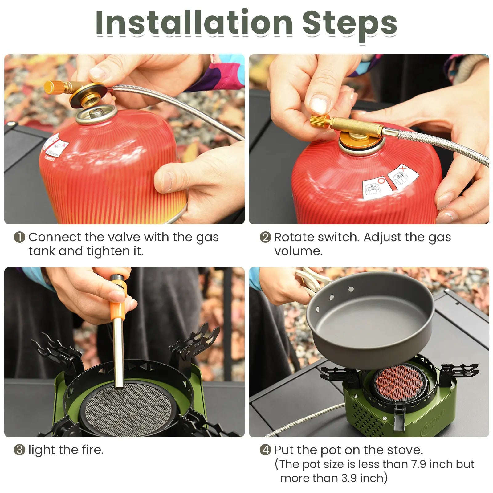Indwell Portable Propane Infrared Camping Stove - Windproof Single Burner for Hiking, Camping, and BBQ - 2-in-1 Cooking Heater (Green)