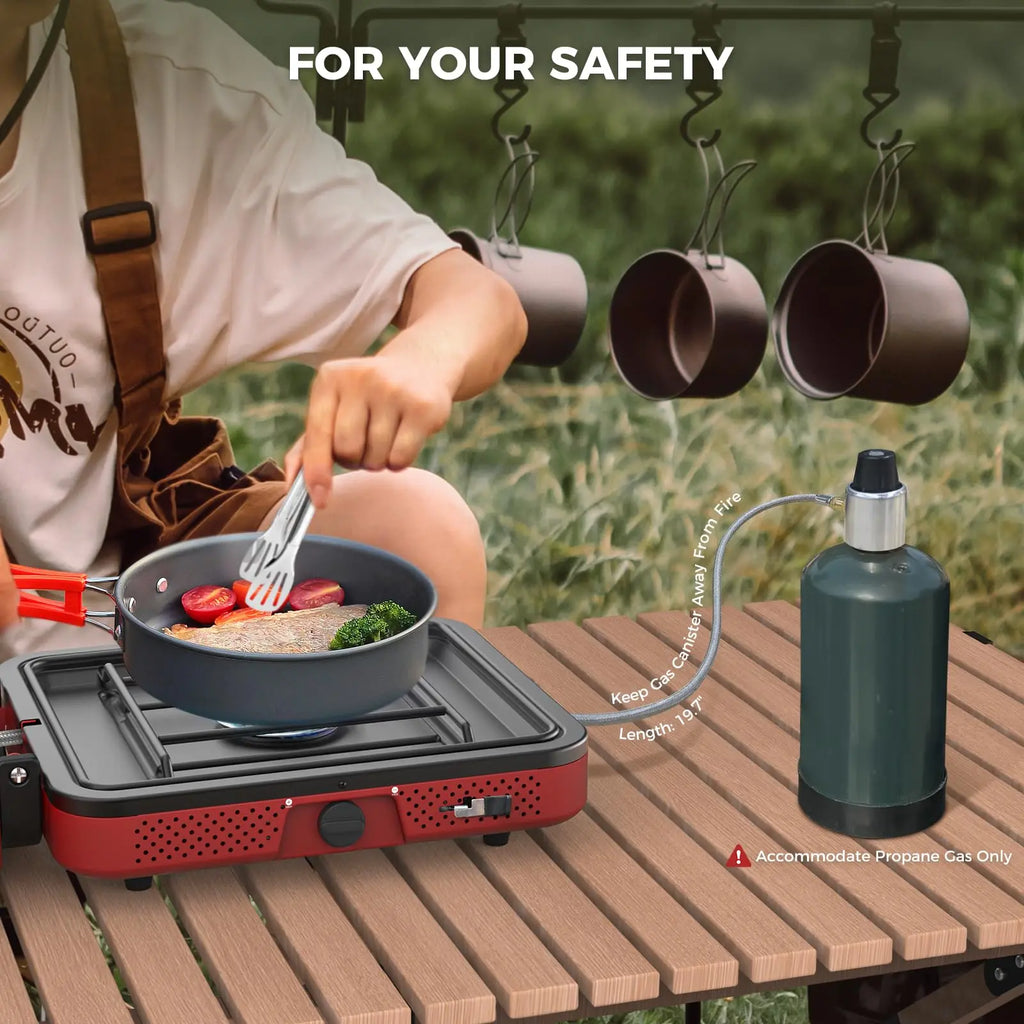 Camplux Foldgo Portable 2-Burner Camping Stove - 17,200 BTU Gas Cooker with Fast Ignition and Carry Bag for Outdoor Cooking, RVs, and Picnics