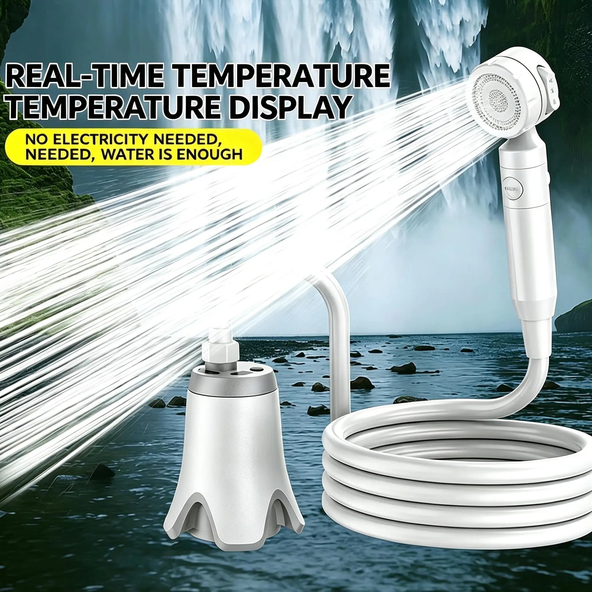Wetough Portable Rechargeable Electric Camping Shower Pump - Enhanced Model with Intelligent Digital Display and Multiple Spray Modes for Outdoor Activities